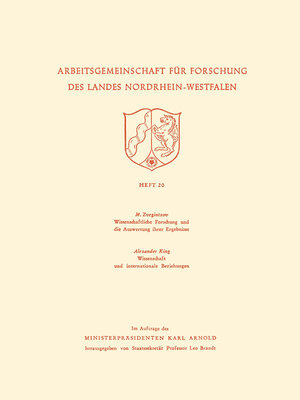 cover image of Wissenschaftliche Forschung und die Auswertung ihrer Ergebnisse. Wissenschaft und internationale Beziehungen